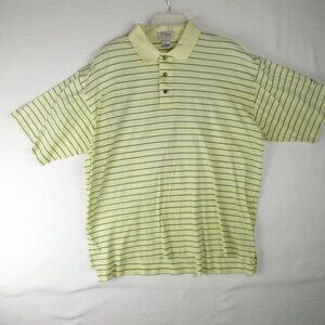 Titleist Butter Yellow Striped Pique Polo Size L Cotton